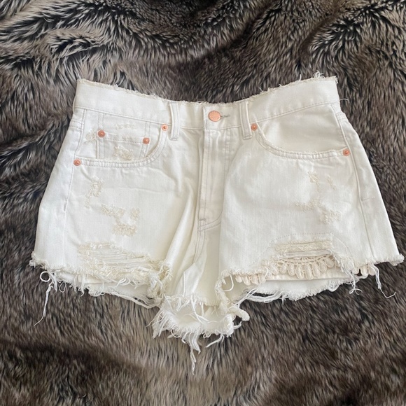 Free People We The Free White Denim Shorts - Picture 1 of 5